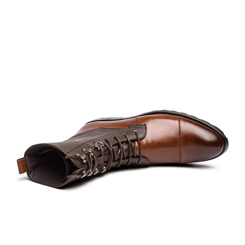 Men's High Top Boots Lace-up / Vintage Leather Footwear British Style / Casual Comfy Male Shoe - HARD'N'HEAVY