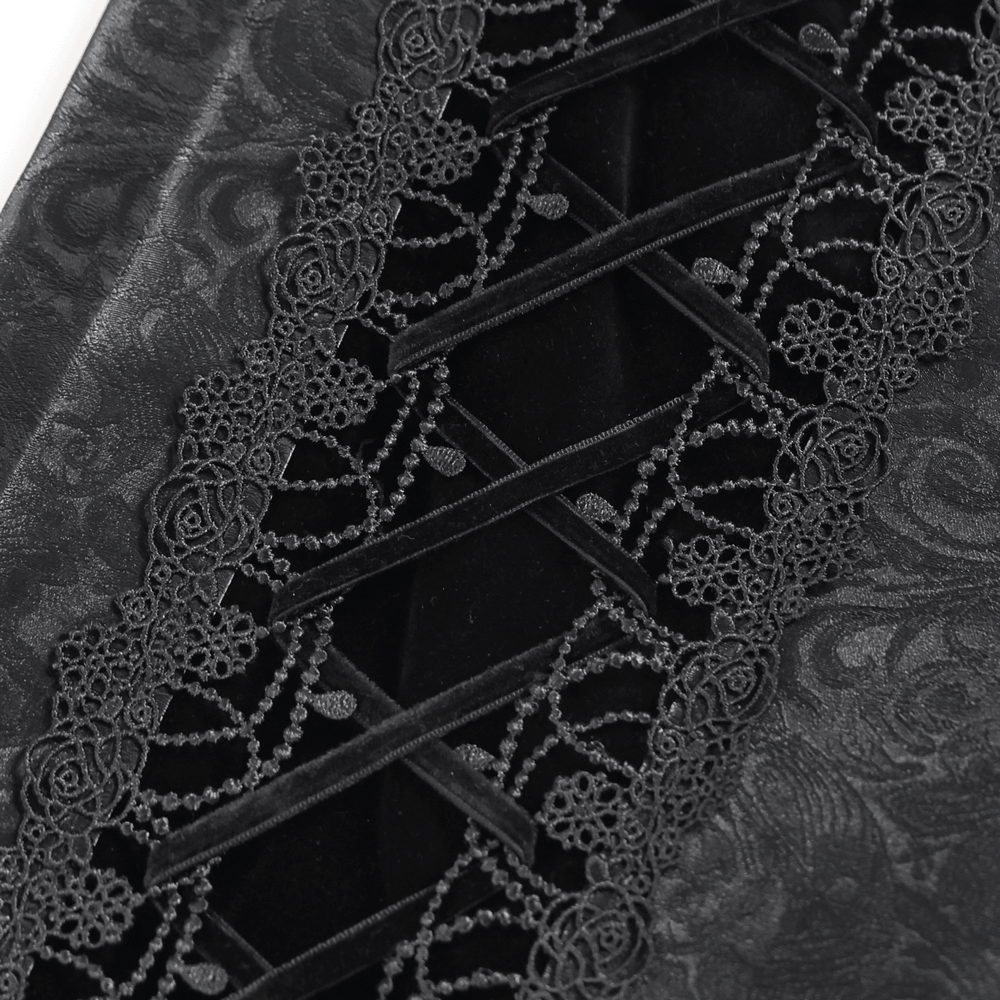 Men's Lace-Up Brocade Black Pants with Silver Clasps