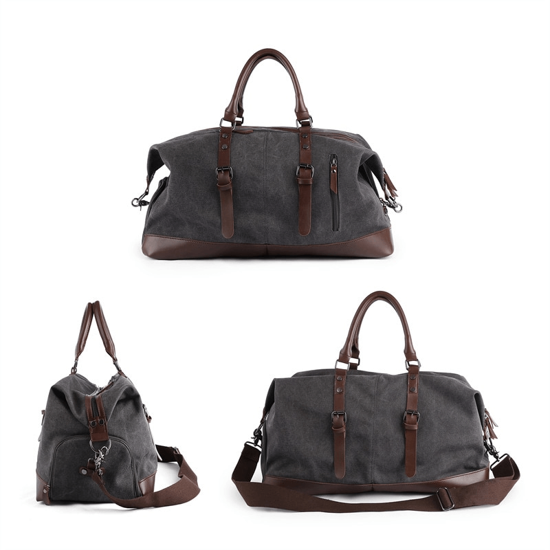 Men's multifunctional travel duffel bag with comfortable handles and adjustable strap, perfect for weekend getaways.