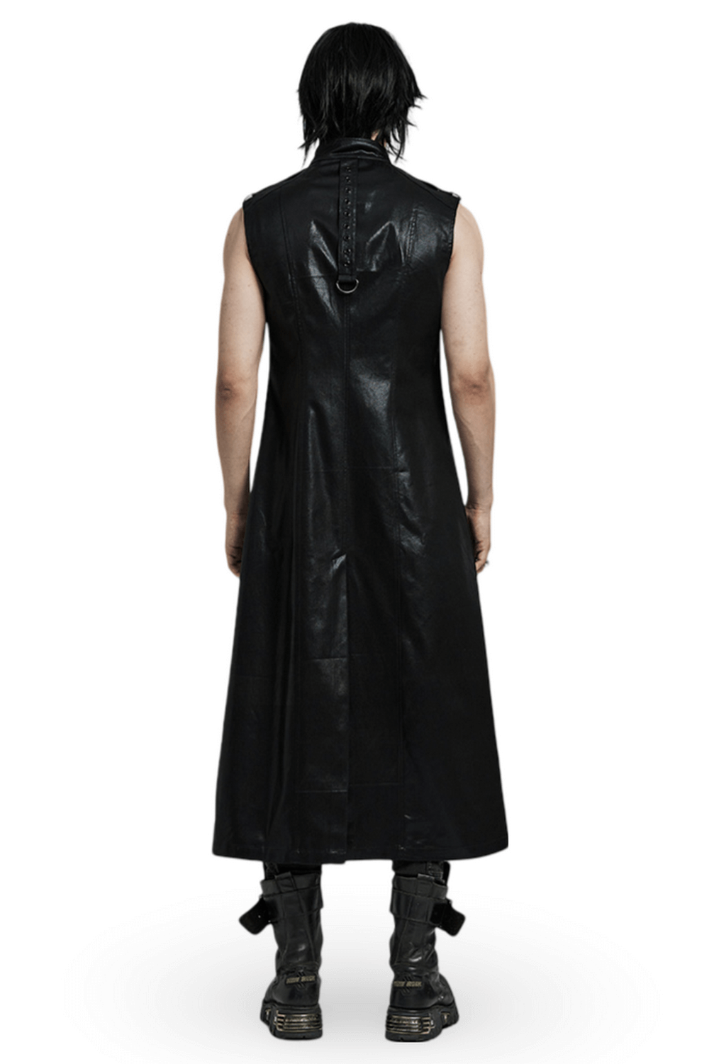 Men's Leather Punk Style Long Cape with Straps