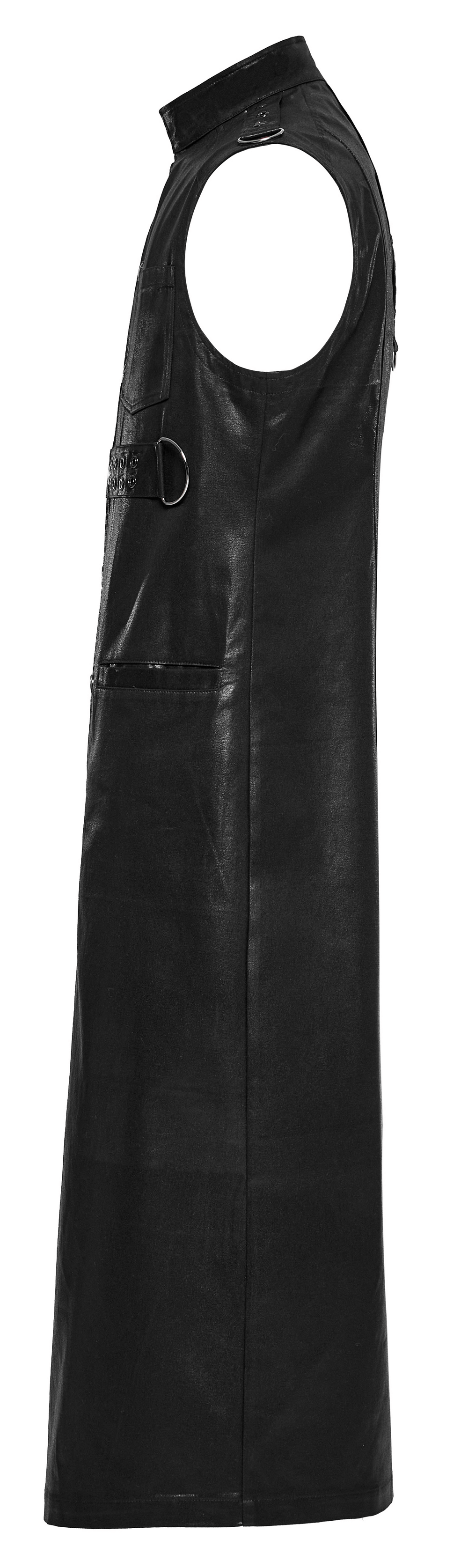 Men's Leather Punk Style Long Vest with Straps