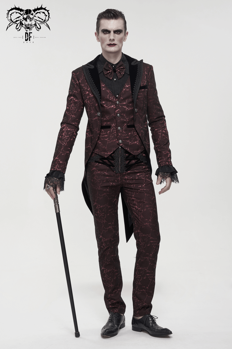 Men's Long Straight Fit Trousers in Gothic Style / Vintage Zipper Front Pants with Lace-Up And Lace - HARD'N'HEAVY