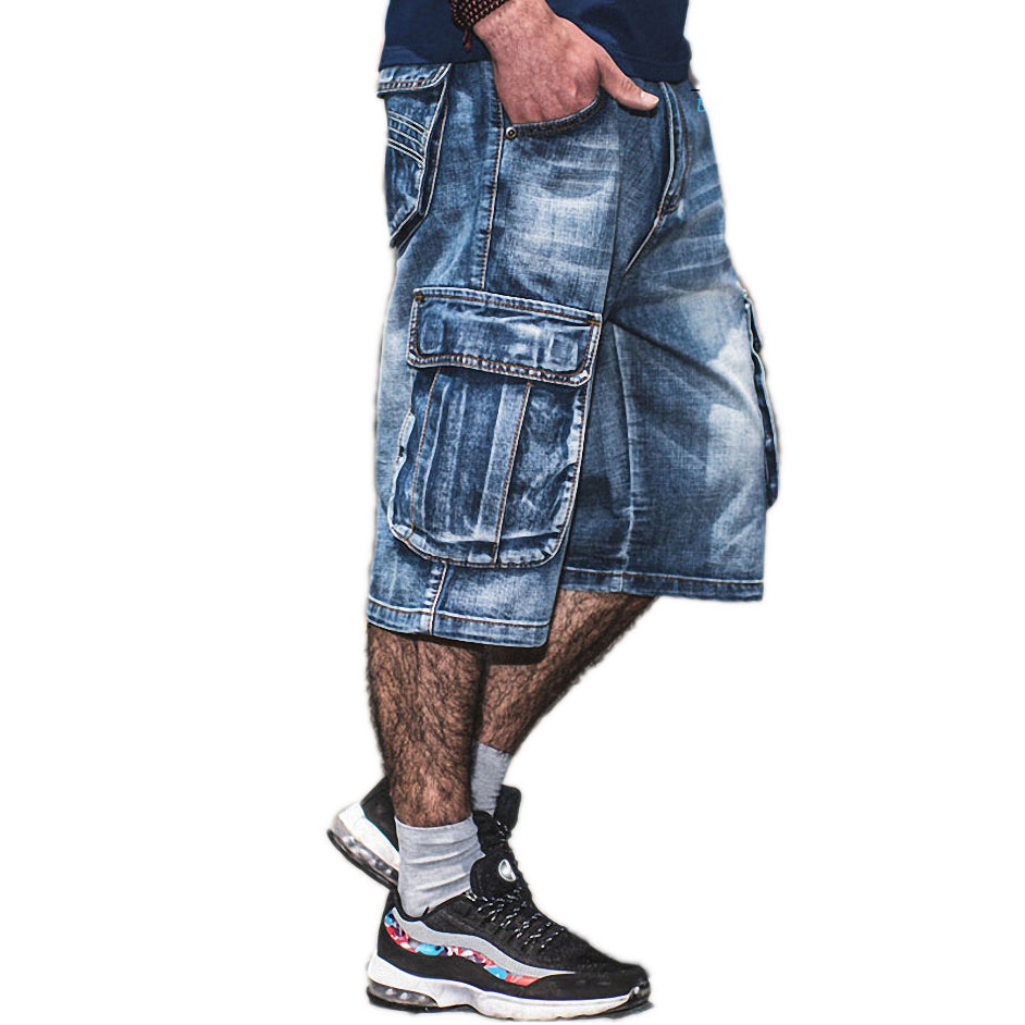 Men's Loose baggy / Short Skateboard jeans / rave outfits - HARD'N'HEAVY