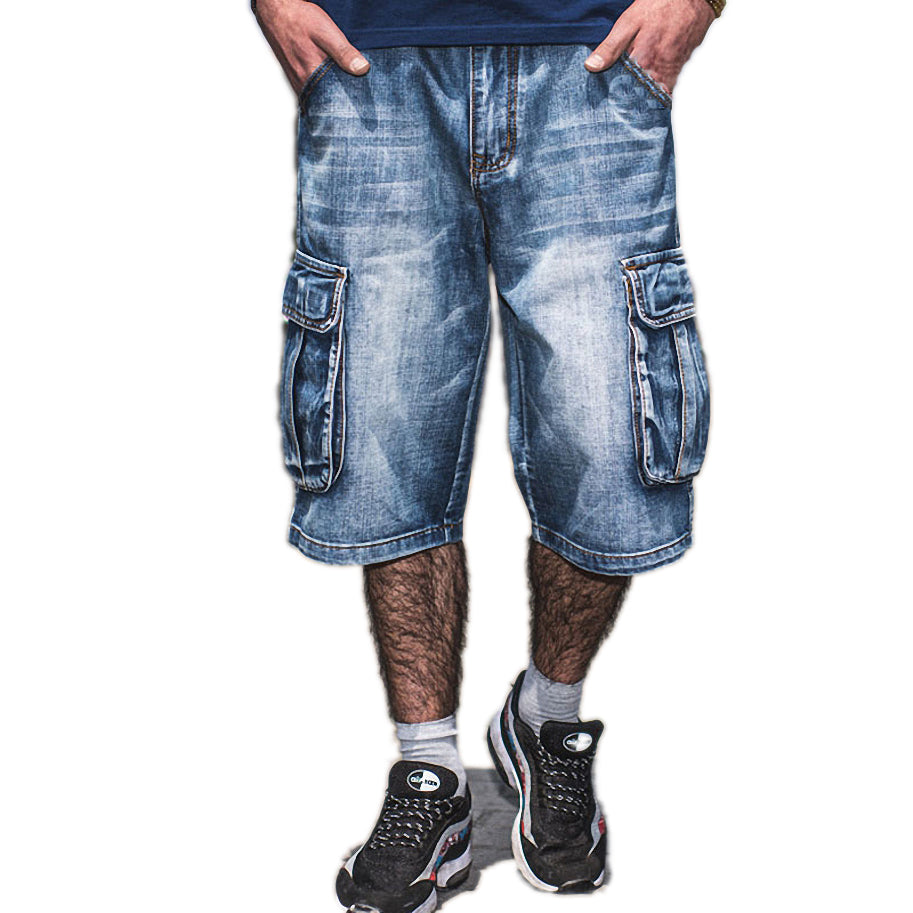 Men's Loose baggy / Short Skateboard jeans / rave outfits - HARD'N'HEAVY