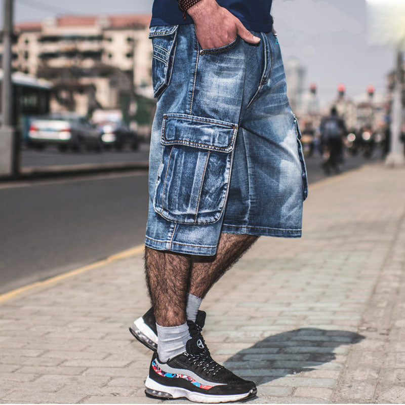 Men's Loose baggy / Short Skateboard jeans / rave outfits - HARD'N'HEAVY