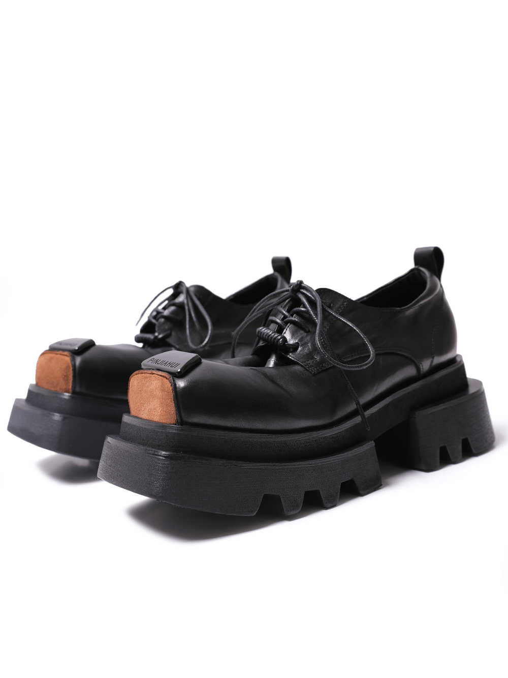Chaussures punk pour homme à lacets, avec embout métallique et semelle crantée