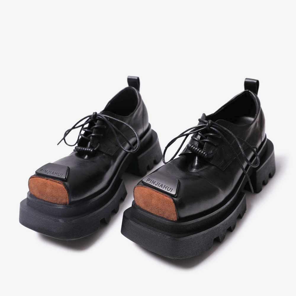 Chaussures punk pour homme à lacets, avec embout métallique et semelle crantée