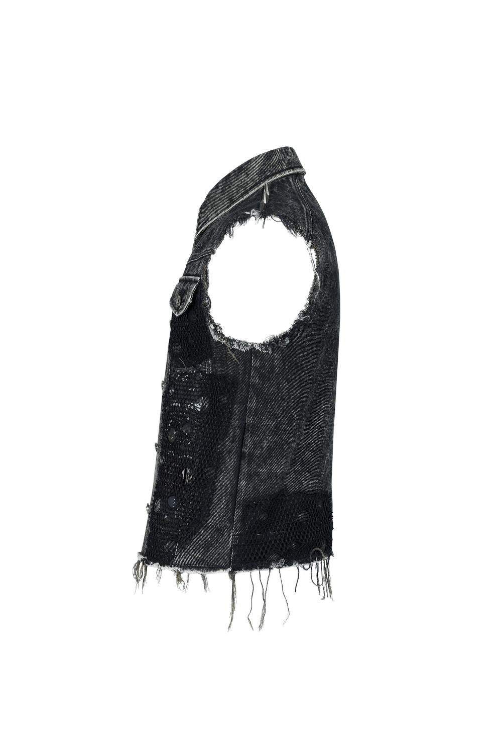 Men's Punk Denim Vest with Rivets and Patches - HARD'N'HEAVY