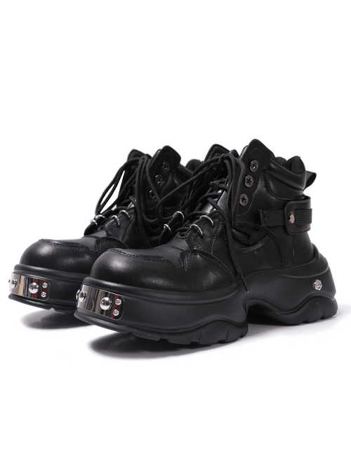 Bottines punk à lacets pour homme avec semelle plateforme sculptée