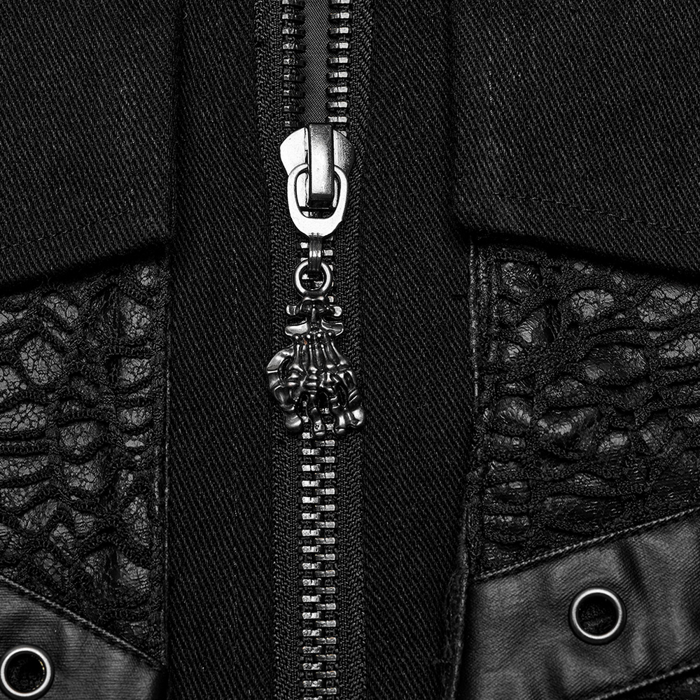 Men's Punk Rock Zipper Vest with Metal Accents