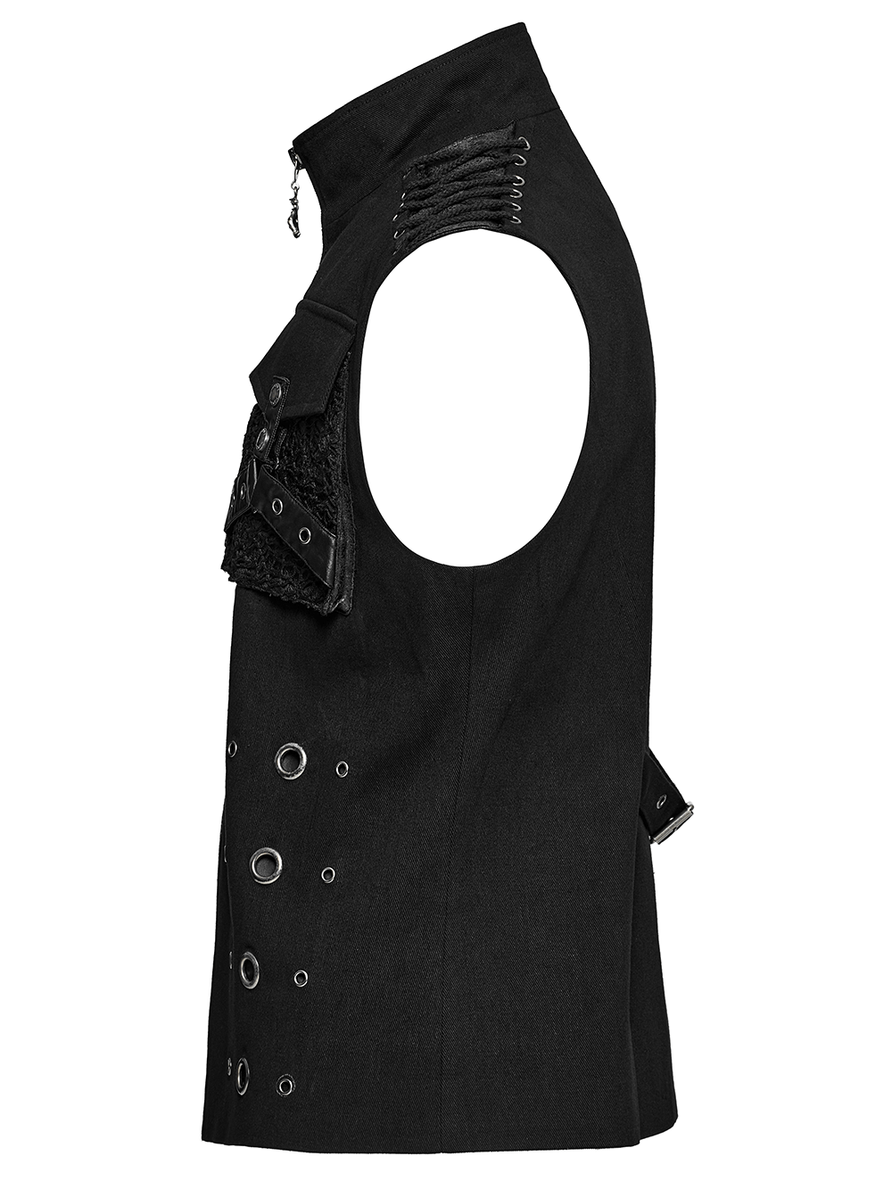 Men's Punk Rock Zipper Vest with Metal Accents