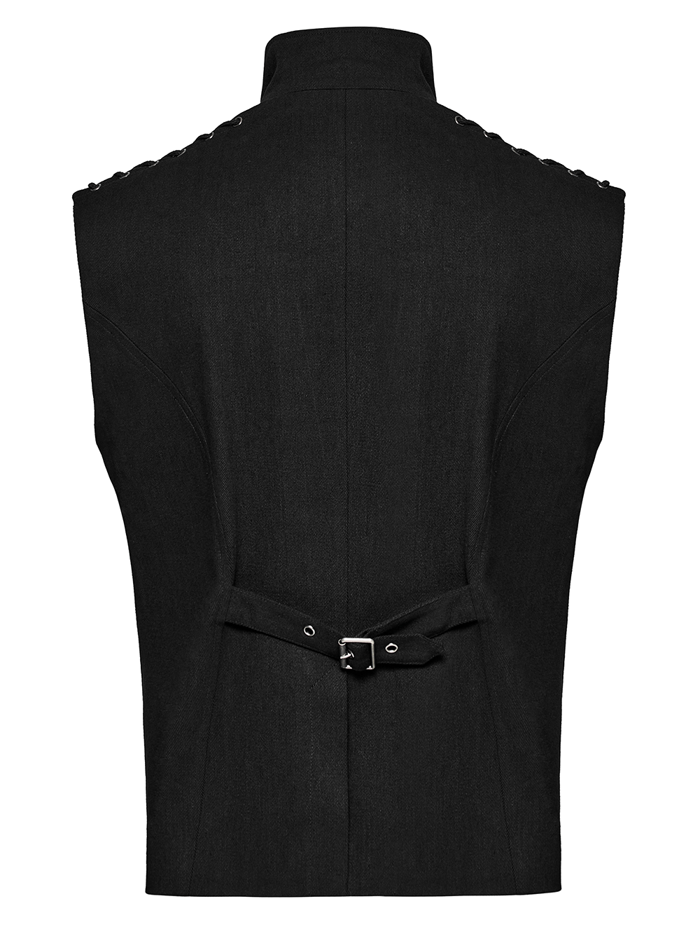 Men's Punk Rock Zipper Vest with Metal Accents