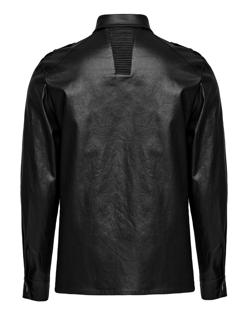 Men's Punk Style Leather Shirt with Zip Details