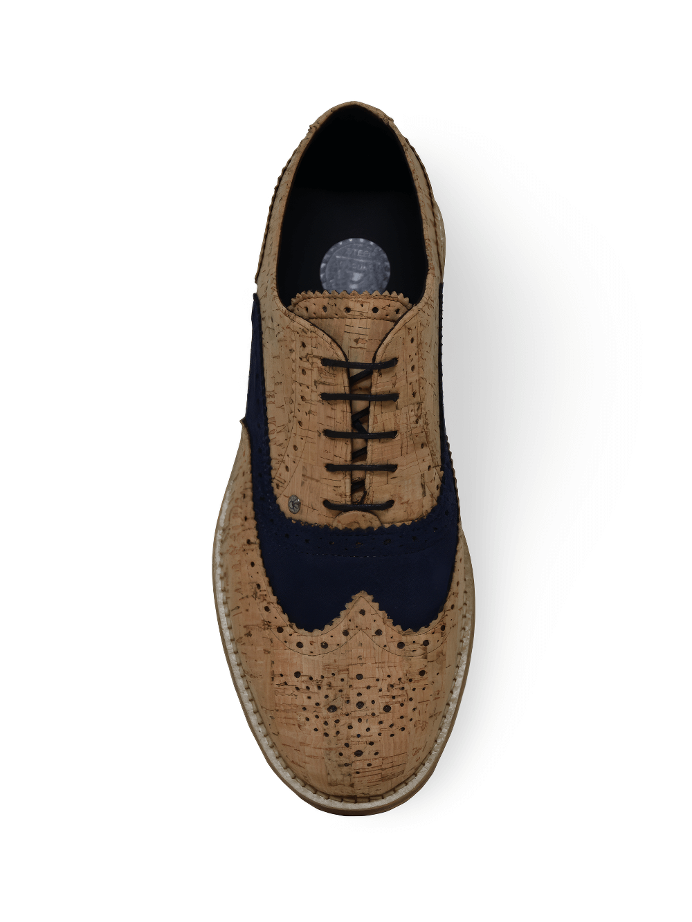 Men's Sleek Beige and Navy Cork Oxford Lace-up Shoes