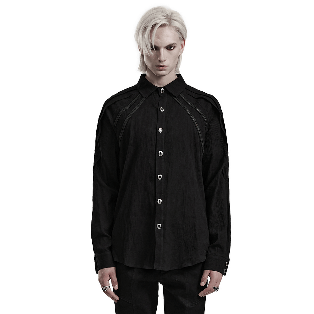 Men's Slim-Fit Crinkled Gothic Button-Up Shirt - HARD'N'HEAVY