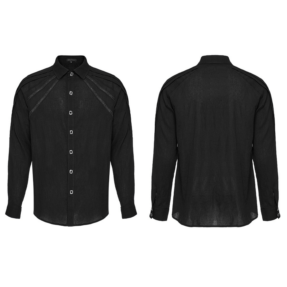 Men's Slim-Fit Crinkled Gothic Button-Up Shirt - HARD'N'HEAVY