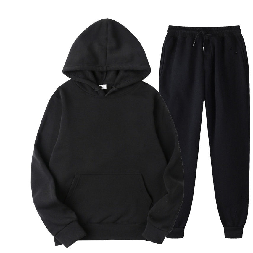 CLEARANCE of Men's Solid Color Tracksuit / Hoodie + Sweatpants / Two-Piece Set - EU