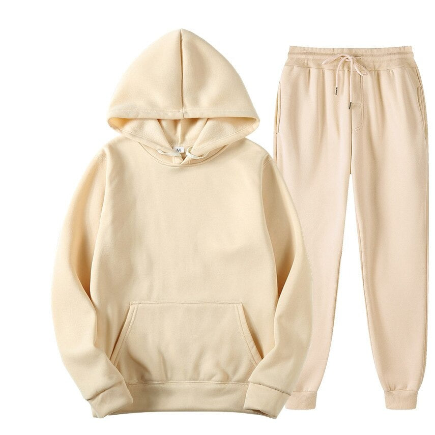 Men's Solid Color Tracksuit / Hoodie + Sweatpants / Casual Male Sportswear Two-Piece Set - HARD'N'HEAVY