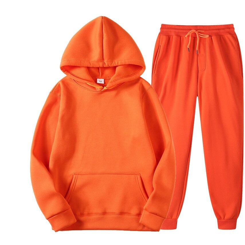 Men's Solid Color Tracksuit / Hoodie + Sweatpants / Casual Male Sportswear Two-Piece Set - HARD'N'HEAVY