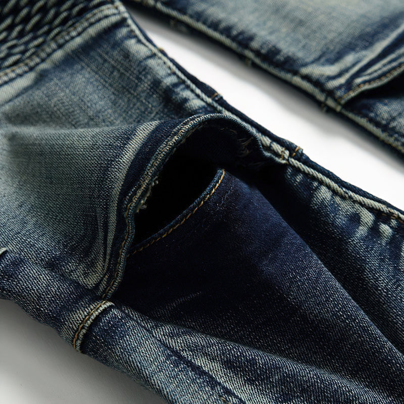 Men's Stretch Skateboard Punk Jeans / Straight Denim Trousers In 3 Colors / Fashion Male Streetwear - HARD'N'HEAVY