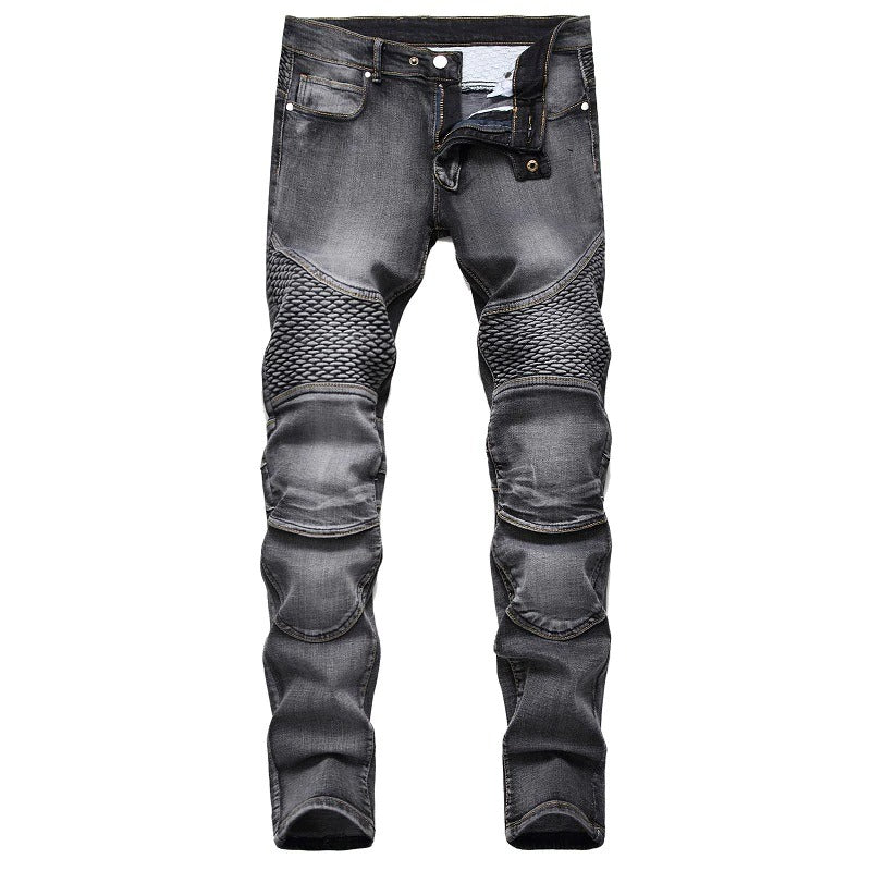 Men's Stretch Skateboard Punk Jeans / Straight Denim Trousers In 3 Colors / Fashion Male Streetwear - HARD'N'HEAVY
