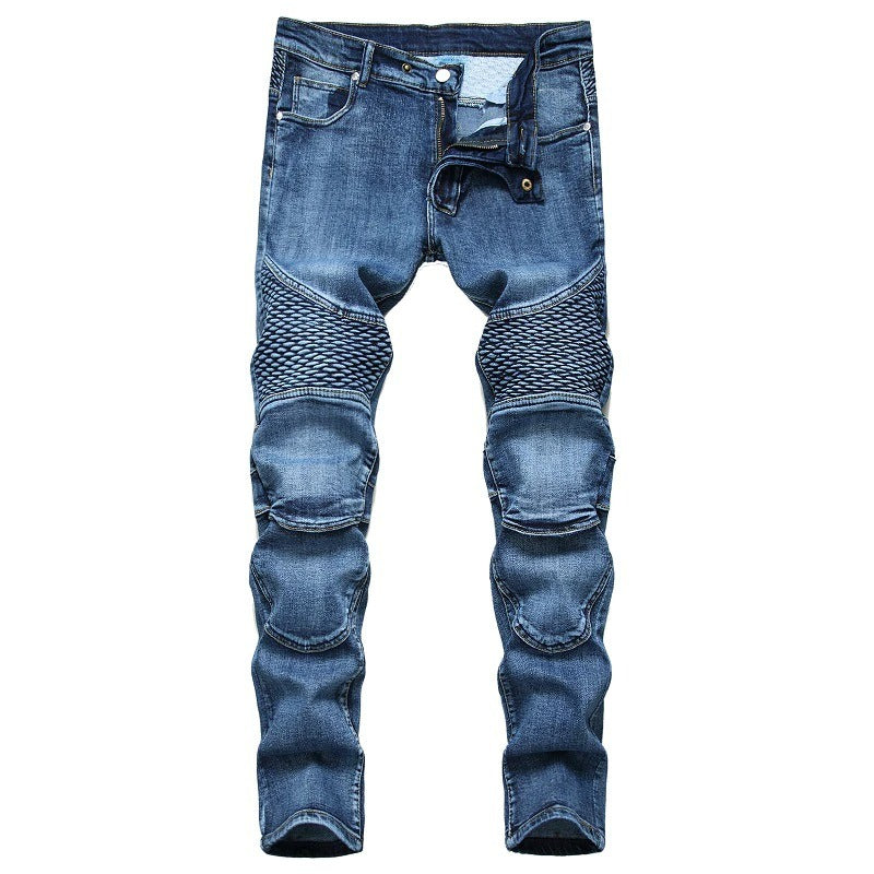 Men's Stretch Skateboard Punk Jeans / Straight Denim Trousers In 3 Colors / Fashion Male Streetwear - HARD'N'HEAVY