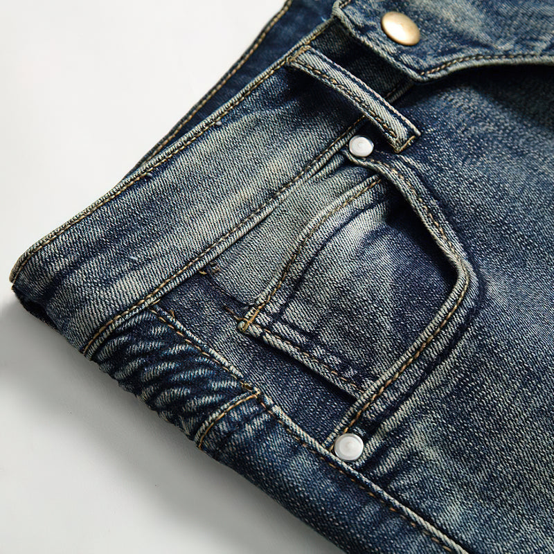 Men's Stretch Skateboard Punk Jeans / Straight Denim Trousers In 3 Colors / Fashion Male Streetwear - HARD'N'HEAVY