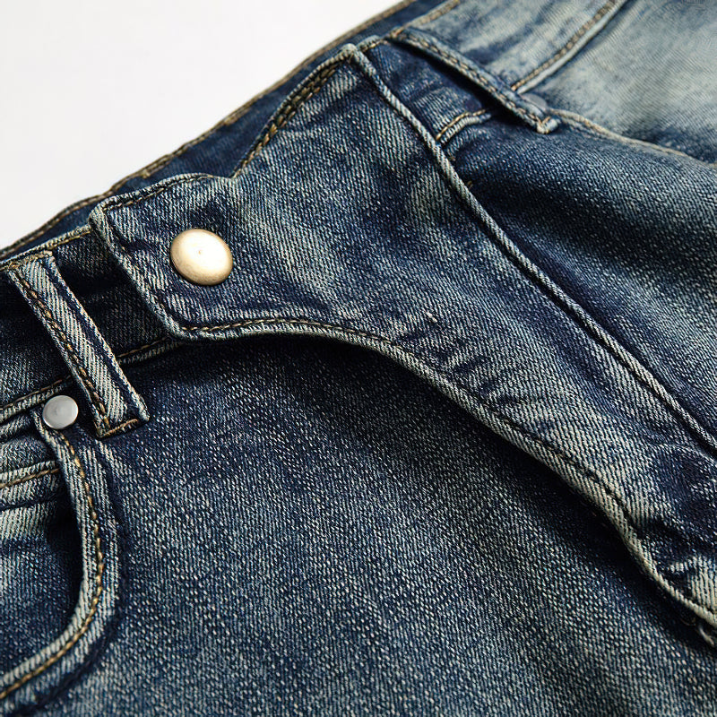 Men's Stretch Skateboard Punk Jeans / Straight Denim Trousers In 3 Colors / Fashion Male Streetwear - HARD'N'HEAVY