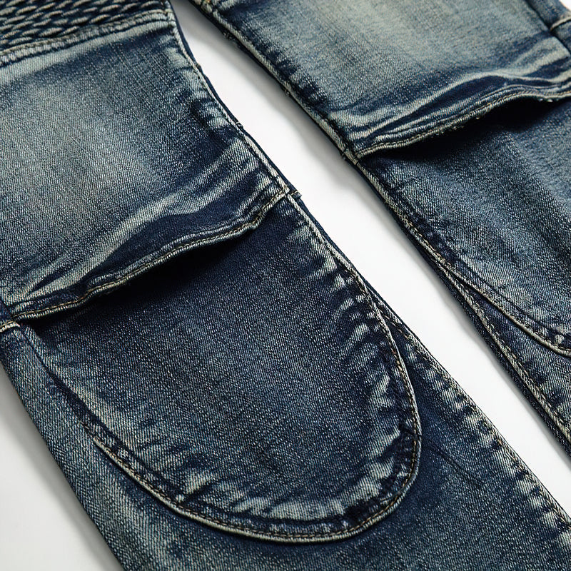 Men's Stretch Skateboard Punk Jeans / Straight Denim Trousers In 3 Colors / Fashion Male Streetwear - HARD'N'HEAVY