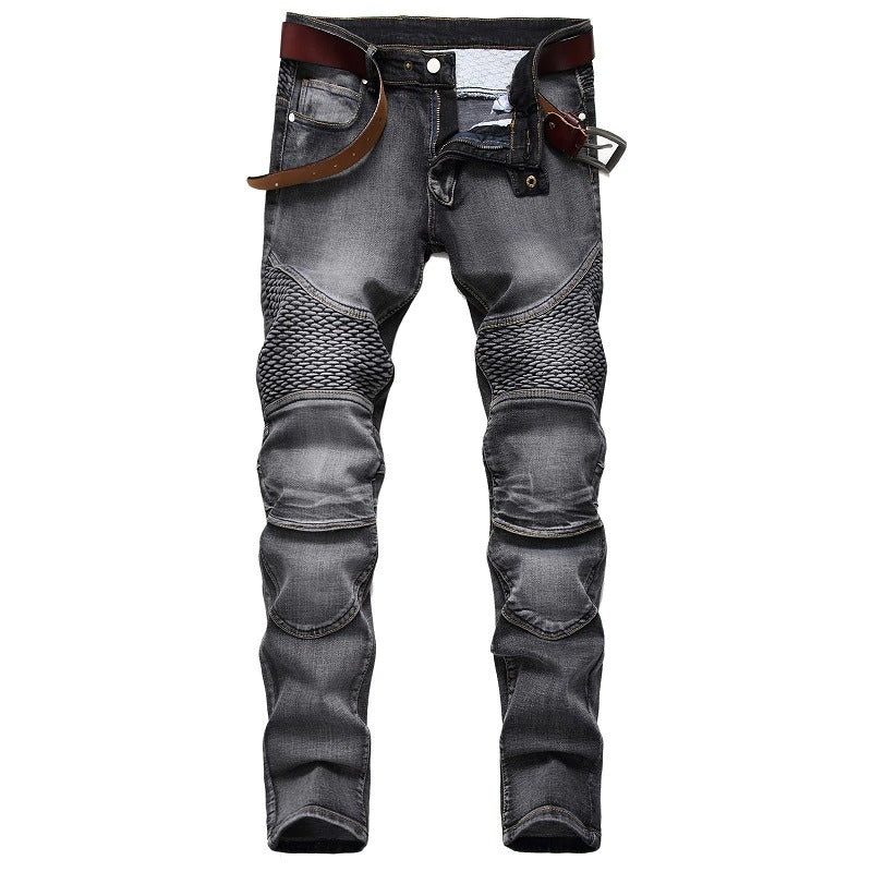 Men's Stretch Skateboard Punk Jeans / Straight Denim Trousers In 3 Colors / Fashion Male Streetwear - HARD'N'HEAVY