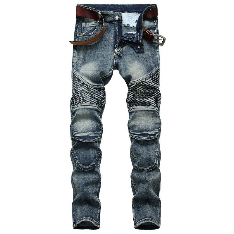Men's Stretch Skateboard Punk Jeans / Straight Denim Trousers In 3 Colors / Fashion Male Streetwear - HARD'N'HEAVY