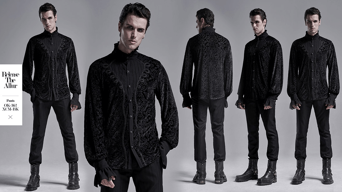 Men's Stylish Victorian-Inspired Lace-Up Gothic Shirt - HARD'N'HEAVY