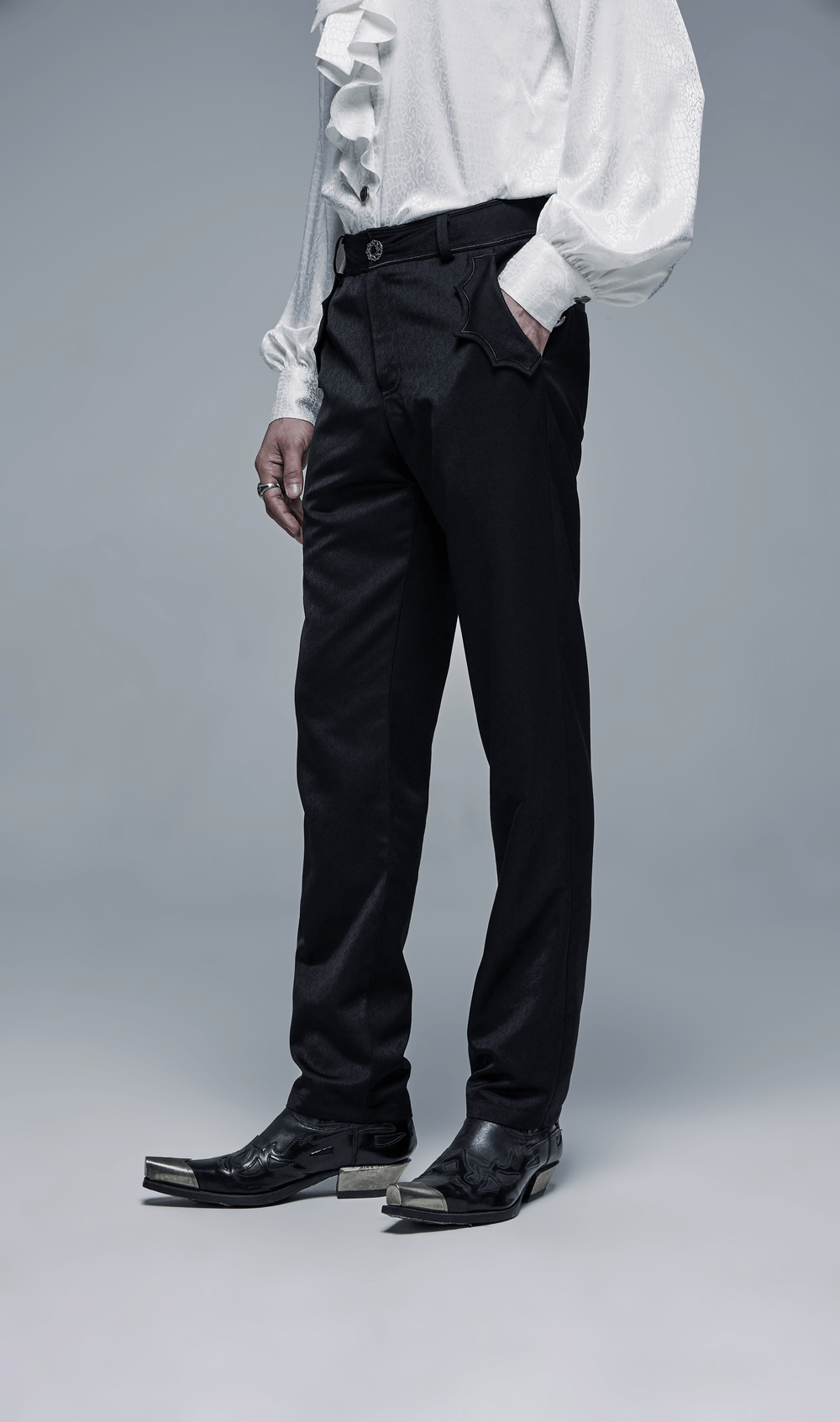 Men's Tailored Gothic Trousers with Bat Accents