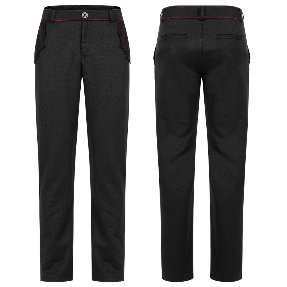 Men's Tailored Gothic Trousers with Embroidered Bat Accents