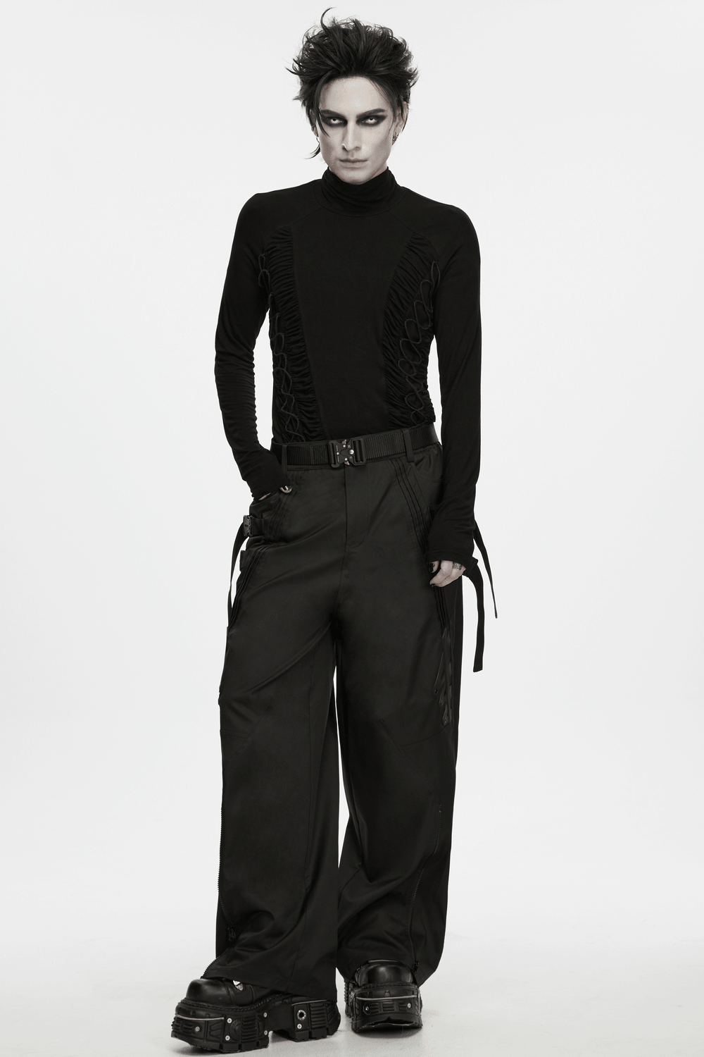 Herren-Techwear-Cargohose mit Schnallenriemen, wandelbar