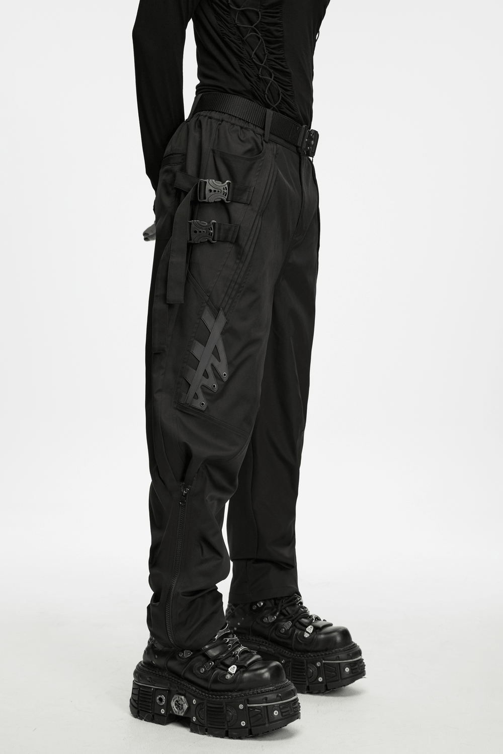 Herren-Techwear-Cargohose mit Schnallenriemen, wandelbar