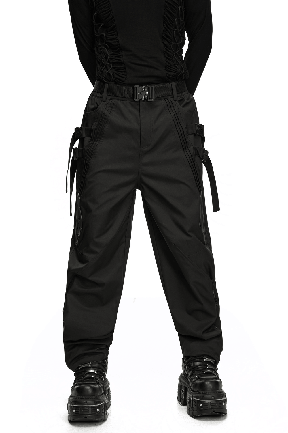 Herren-Techwear-Cargohose mit Schnallenriemen, wandelbar