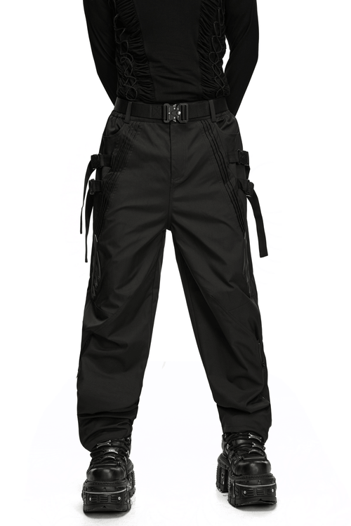 Men's Techwear Convertible Cargo Pants with Buckle Straps