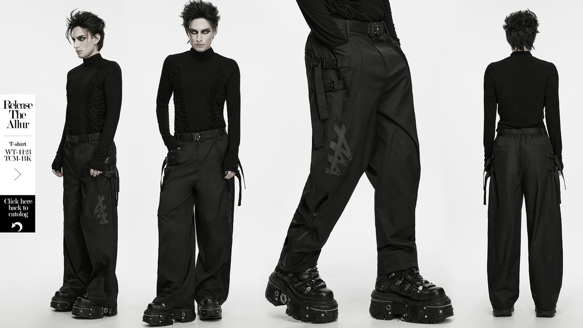 Herren-Techwear-Cargohose mit Schnallenriemen, wandelbar