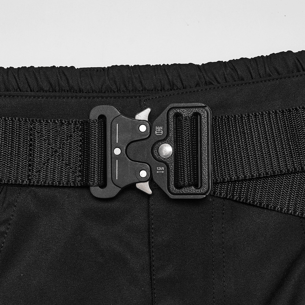 Herren-Techwear-Cargohose mit Schnallenriemen, wandelbar