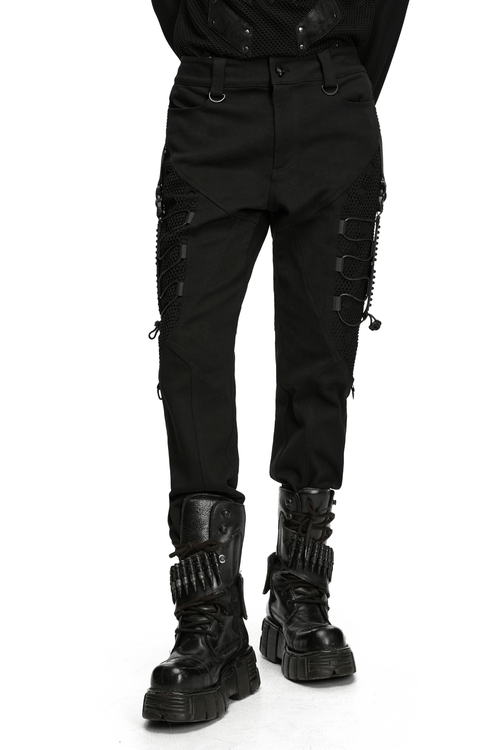 Men's Techwear Punk Trousers with Mesh Panels