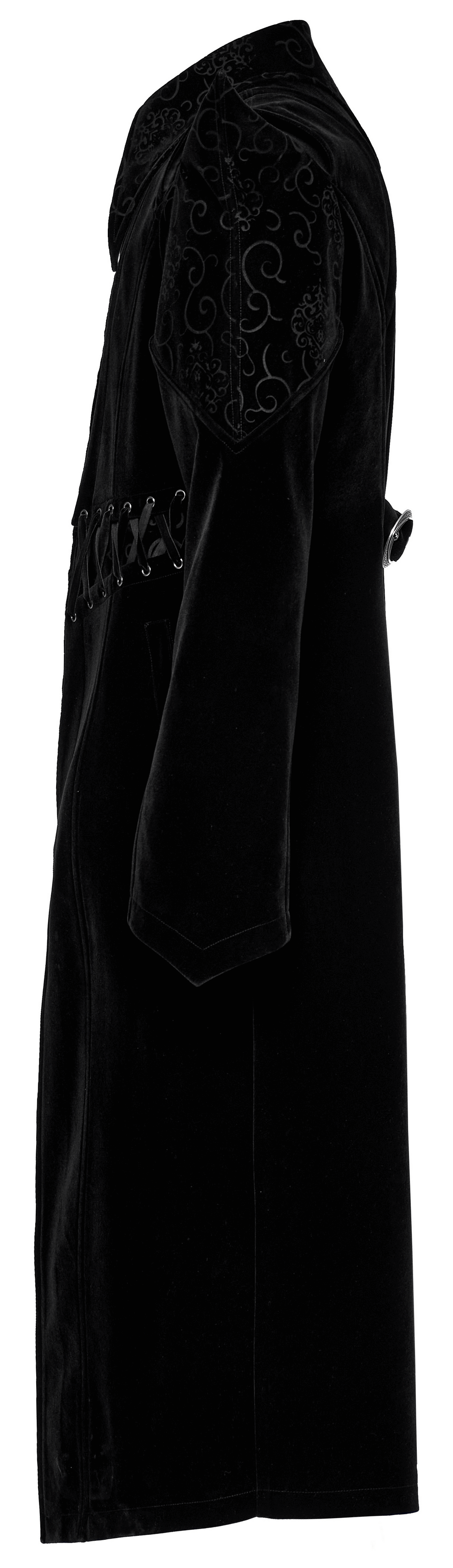 Men's Velvet Gothic Coat with Structured Collar - HARD'N'HEAVY