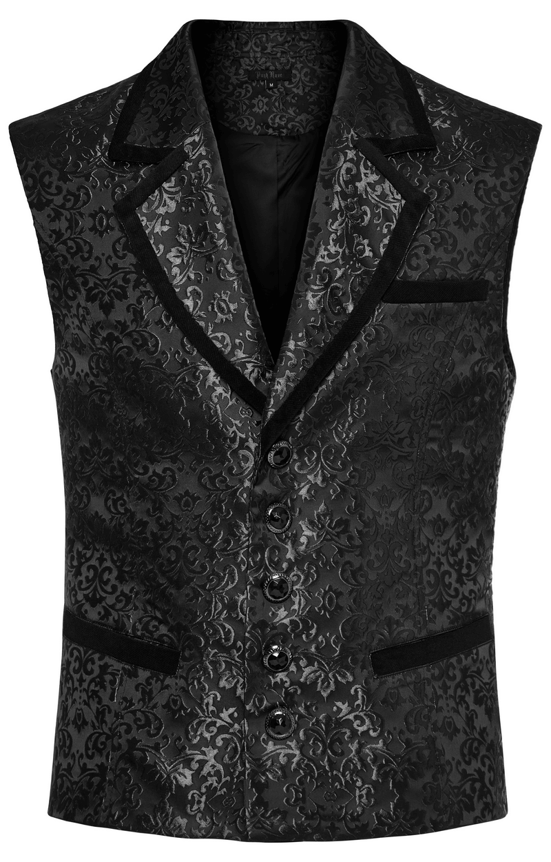 Men's Victorian Gothic Waistcoat Floral Jacquard