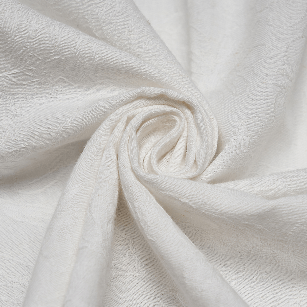 Close-up of the fabric used in the Men's Victorian Linen Jacquard Gothic Poet Shirt, showcasing its delicate texture and design.