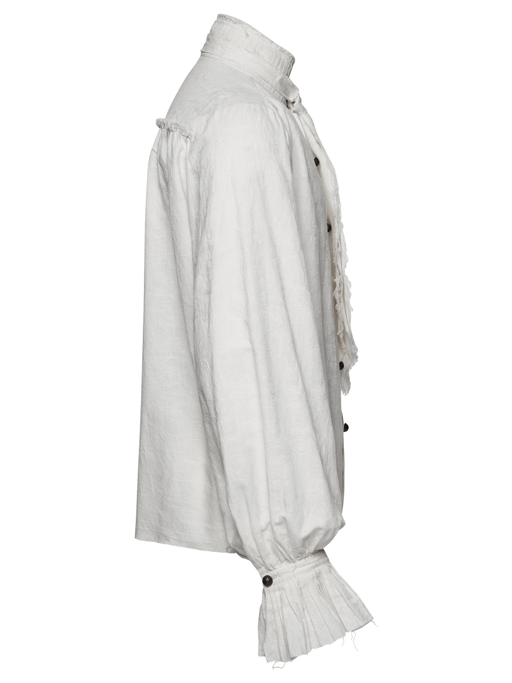 Men's Victorian Linen Jacquard Gothic Poet Shirt featuring ruffled cuffs and detachable tie.