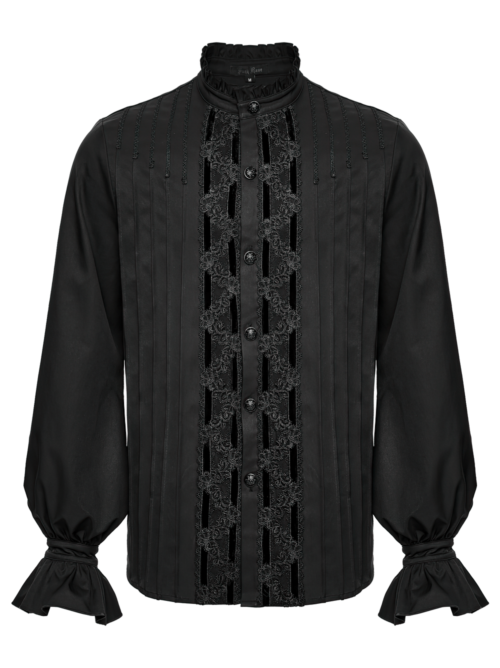 Men's Victorian Long Sleeve Shirt with Lace Details showcasing a gothic design with 3D pleats and exquisite lace trim.