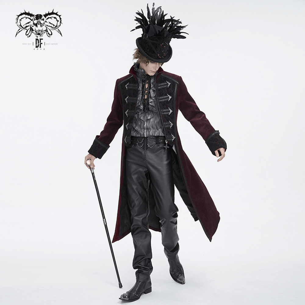 Men's Victorian Tailcoat with Chains with High-Collar