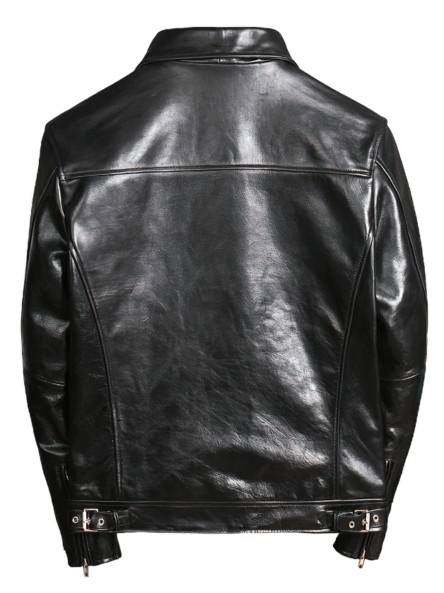 Men's Waxed Horsehide Classic Motorcycle Jacket / Black Genuine Leather Biker Clothing - HARD'N'HEAVY