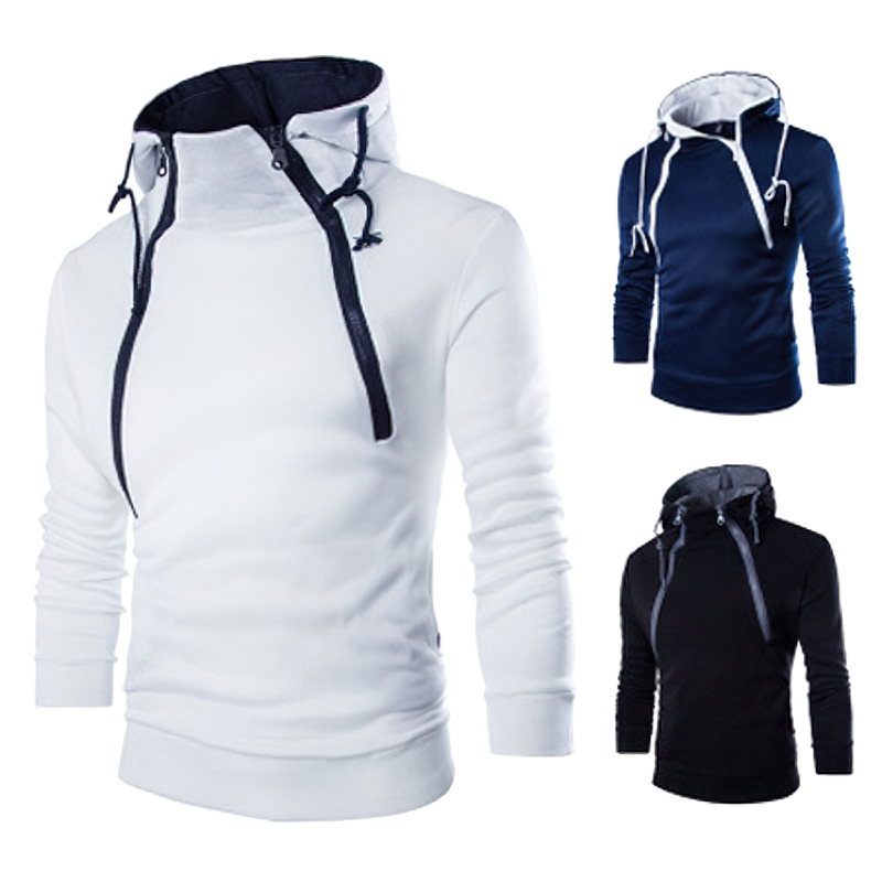 Men's Zipper Hoodies / Casual Solid Color Sweatshirts / Male Alternative Clothing - HARD'N'HEAVY