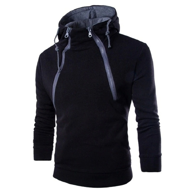 Men's Zipper Hoodies / Casual Solid Color Sweatshirts / Male Alternative Clothing - HARD'N'HEAVY